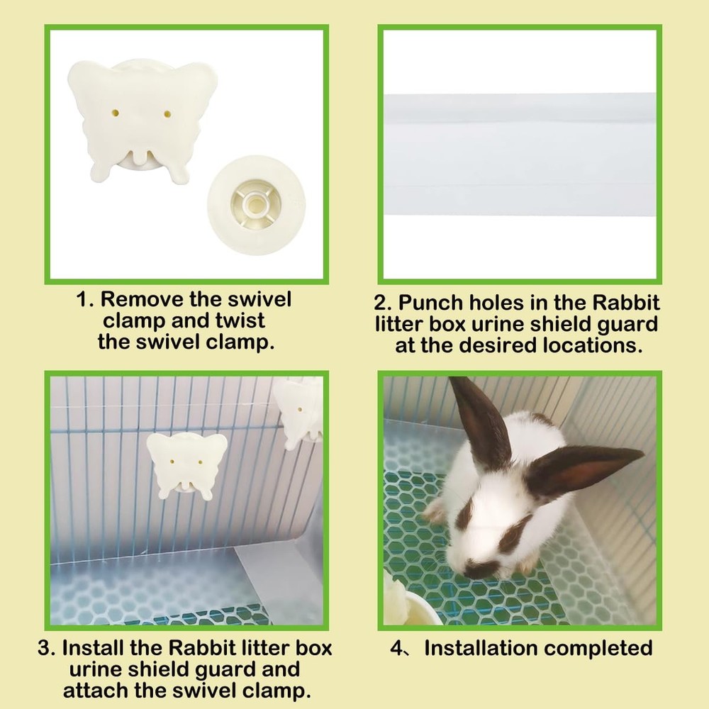 4 Pcs Rabbit Litter Box Shield Guard，Foldable Rabbit Cage Clear Baffles Easy ...