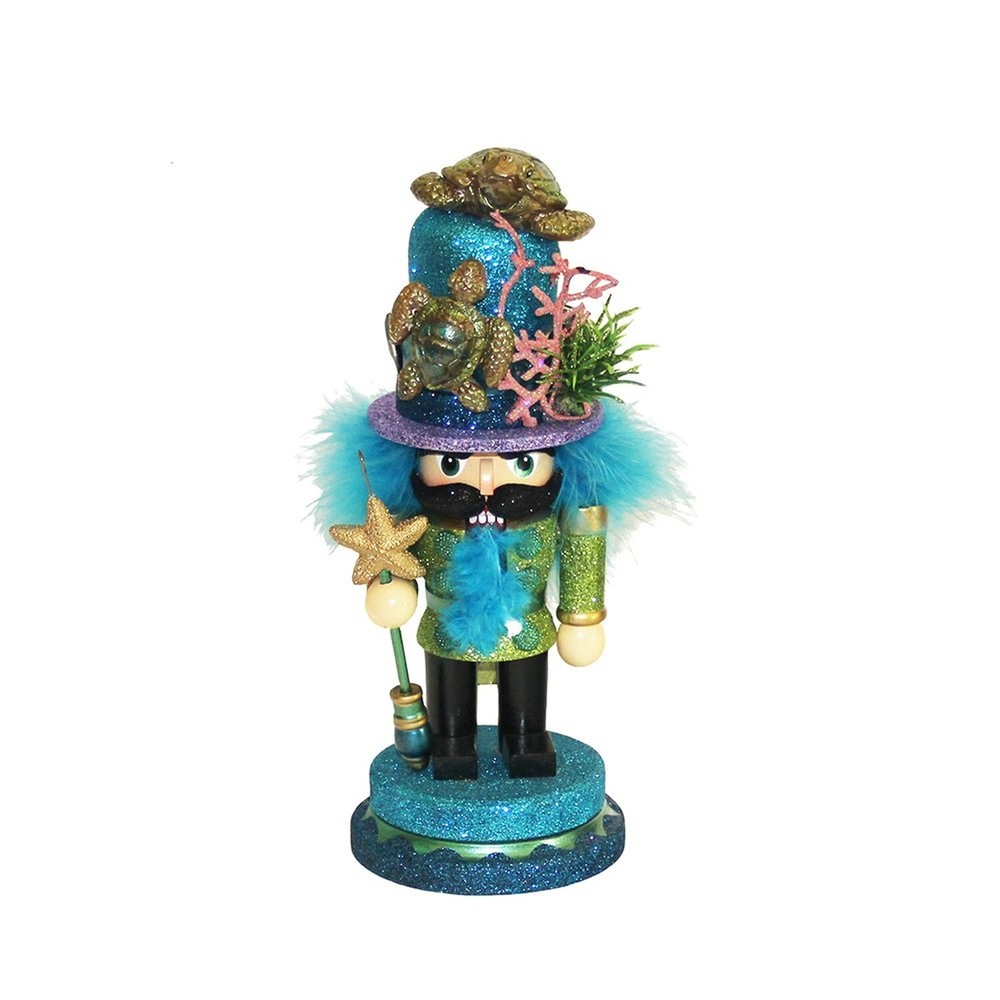 Kurt Adler Hollywood Nutcracker with Sea Turtle Hat, 11-Inch