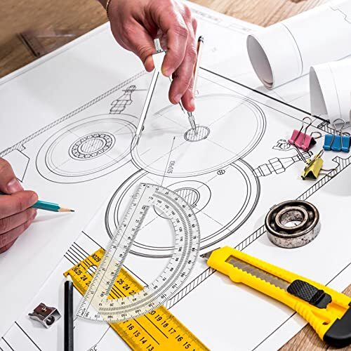 Pack Student Metal Compass Set for Geometry with Extra Lead Refills, Math 2