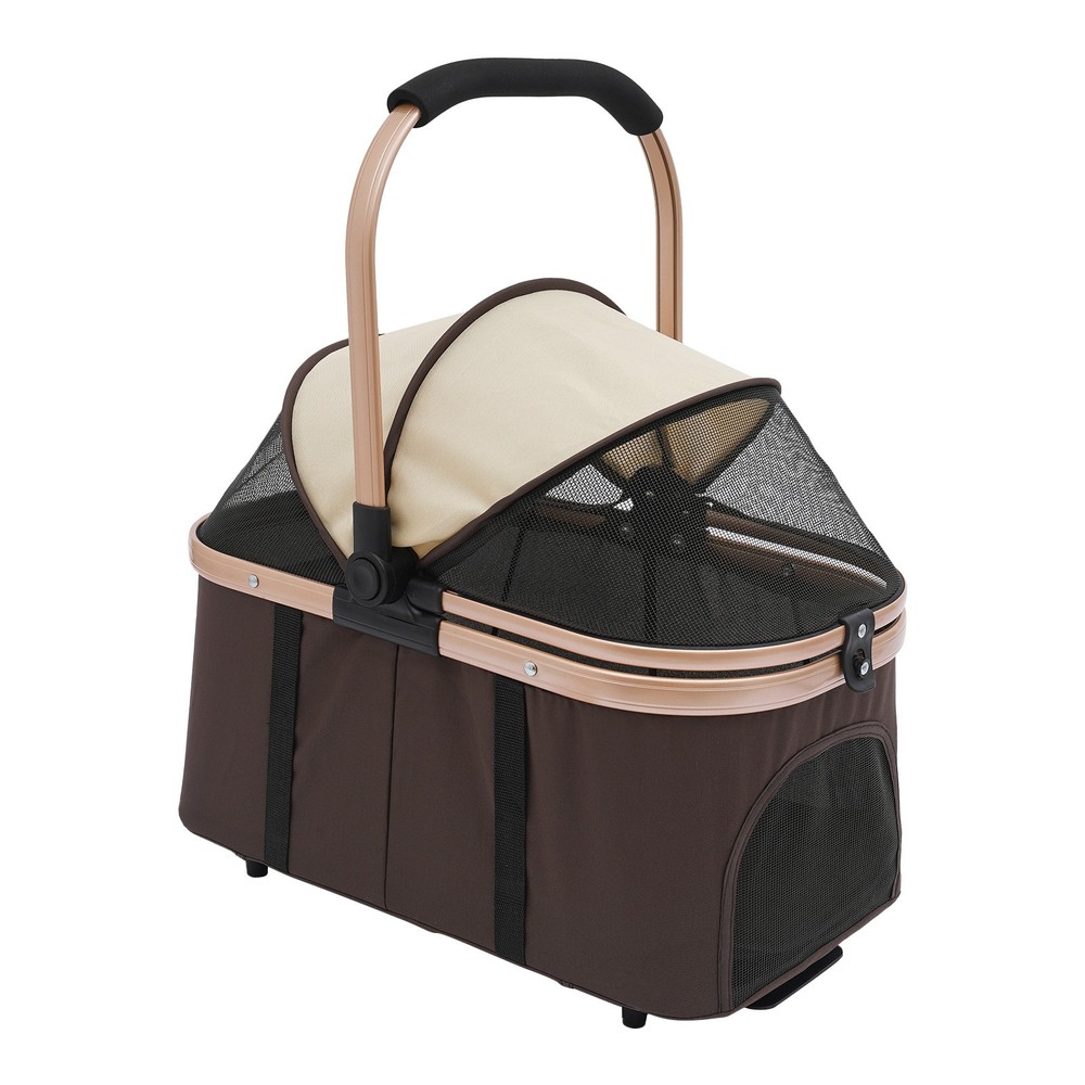 2-Tiers Cat Stroller Foldable Pet Stroller Small & Medium Dogs Stroller 77lbs