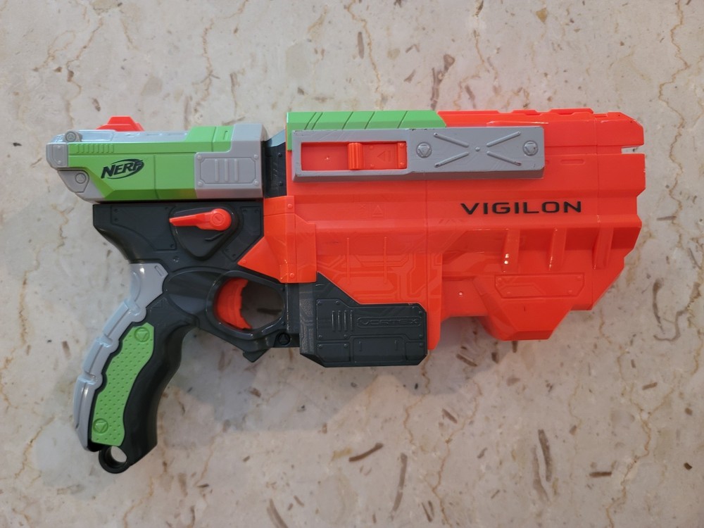 NERF VORTEX VIGILON Disc Blaster with discs TESTED WORKS!