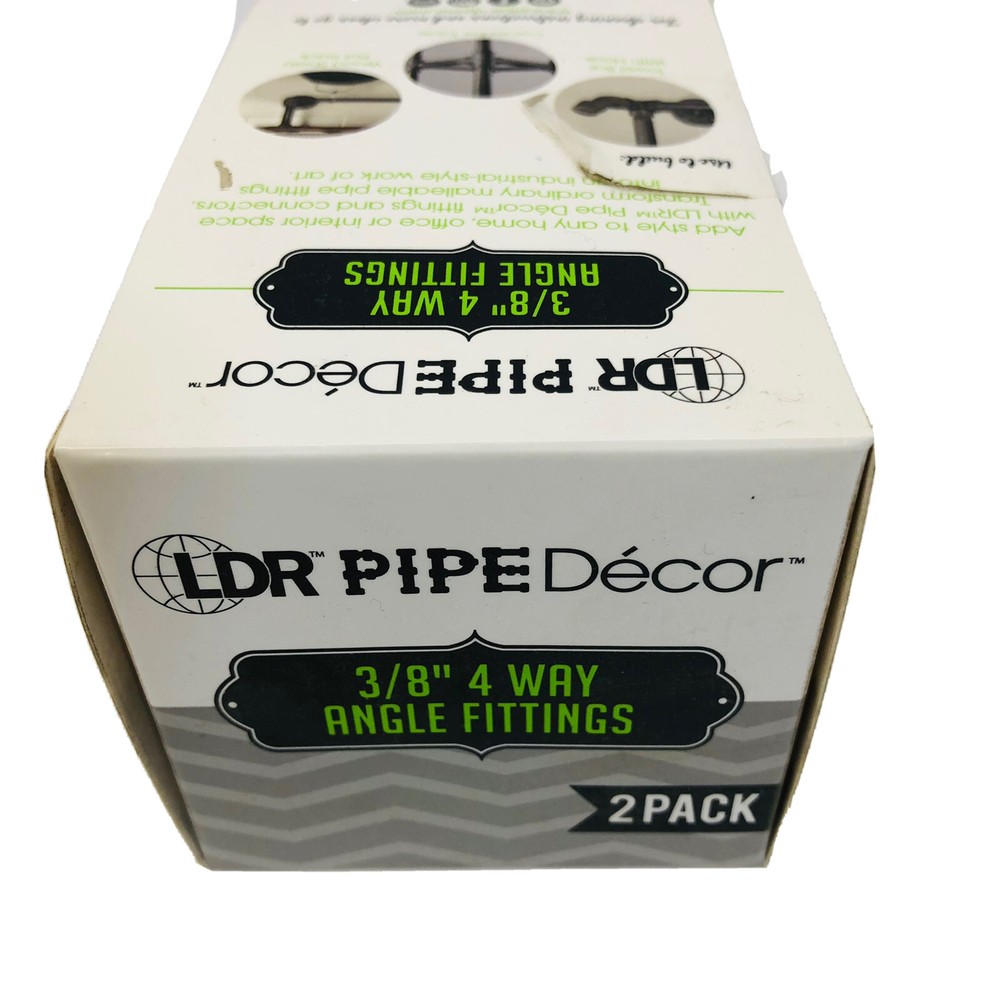 PACK OF 2 LDR PIPE DECOR™ ⅜" 4 WAY ANGLE FITTING GREY