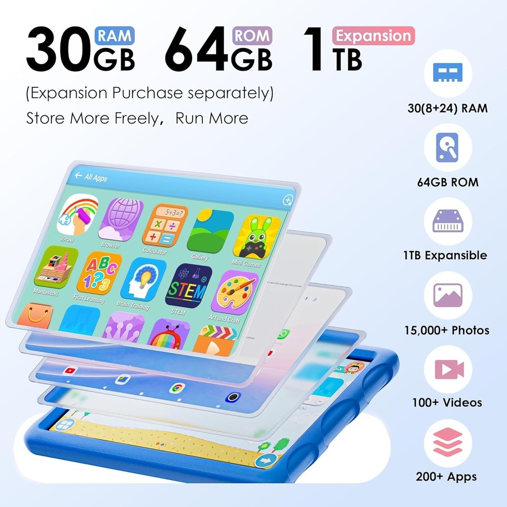 2026 Android 15 Tablet,10.1 inch Tablet with Drop-proof Case,Octa-core(bundle)