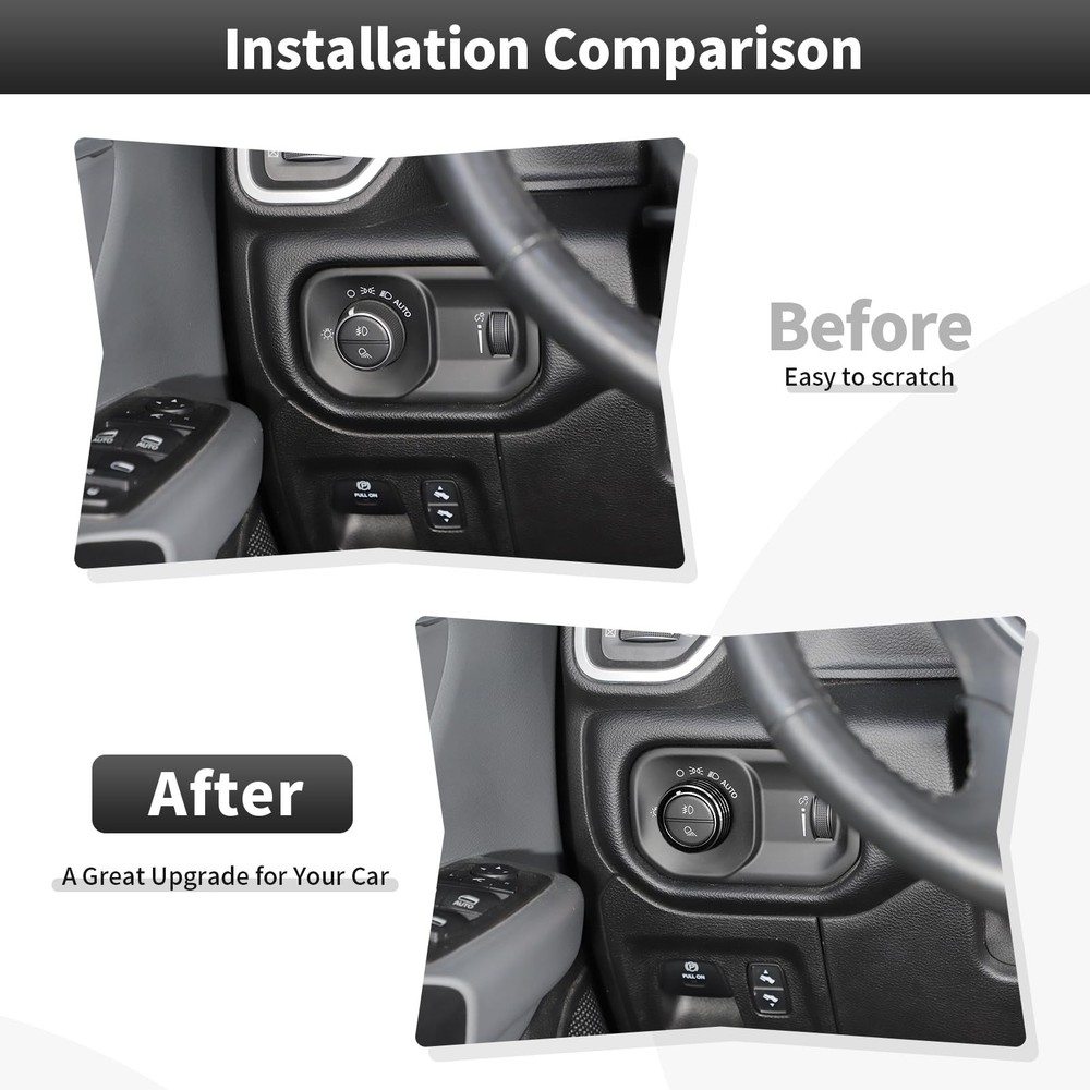 "Black AC Knobs & Switch Covers for 20182025 Dodge RAM Aluminum Trim"