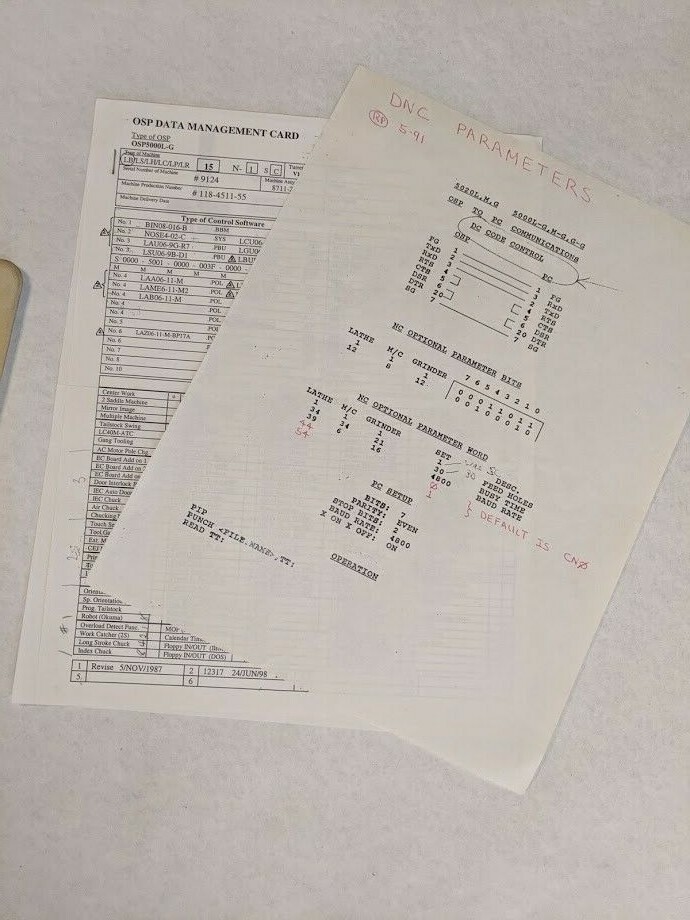 OKUMA LD-15 SOFTWARE AND PARAMETERS BINDER AND DISK