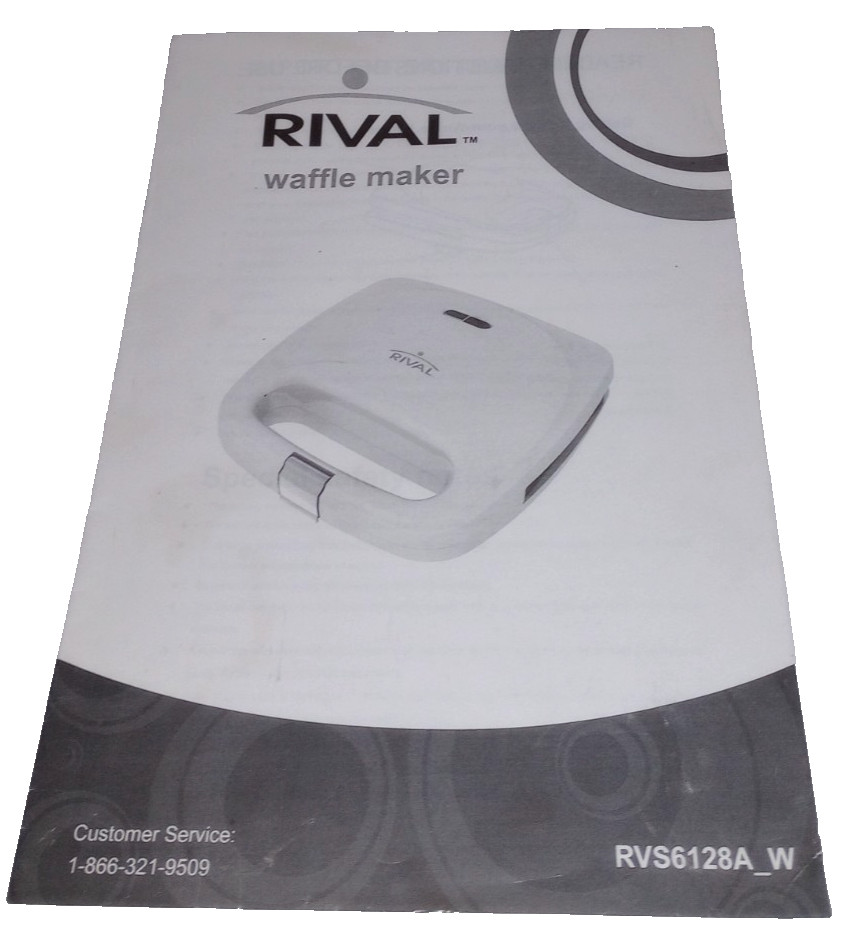 Rival Waffle Maker w/ Instructions Model # RVS6128A_W - Tested / Good Condition