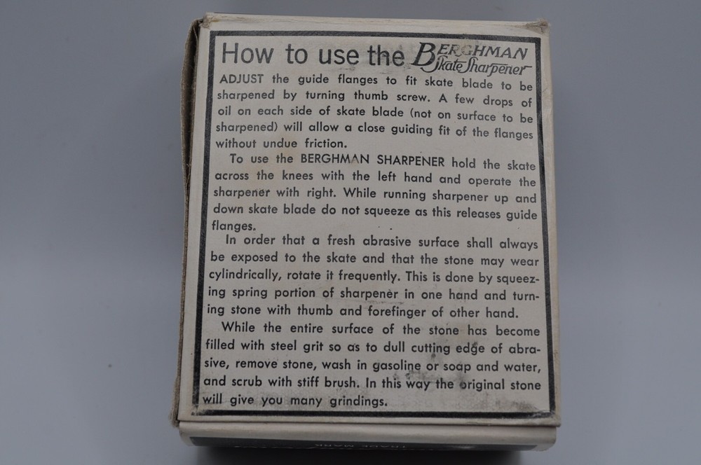Vintage Ice Skate Sharpener Tool with Orignal Box Berghman