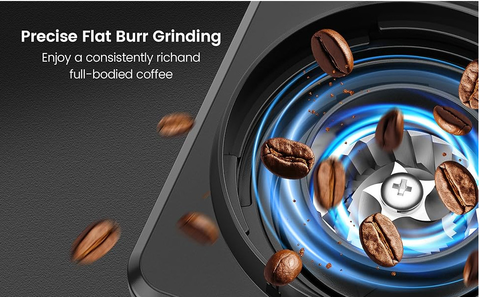 Conical Burr Coffee Grinder – 25 Grind Settings, Timer, Stainless Steel