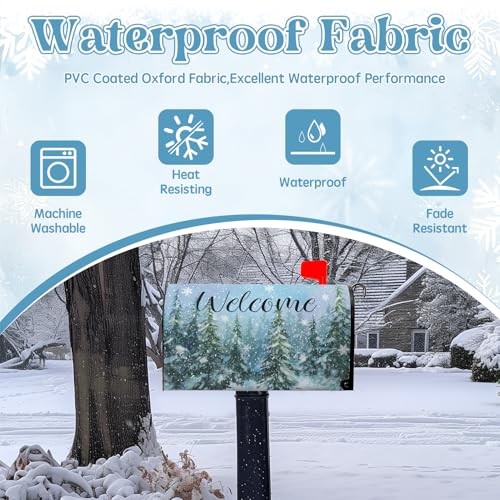 Winter Welcome Mailbox Covers Magnetic Forest Pine Tree Mailbox Cover Standard