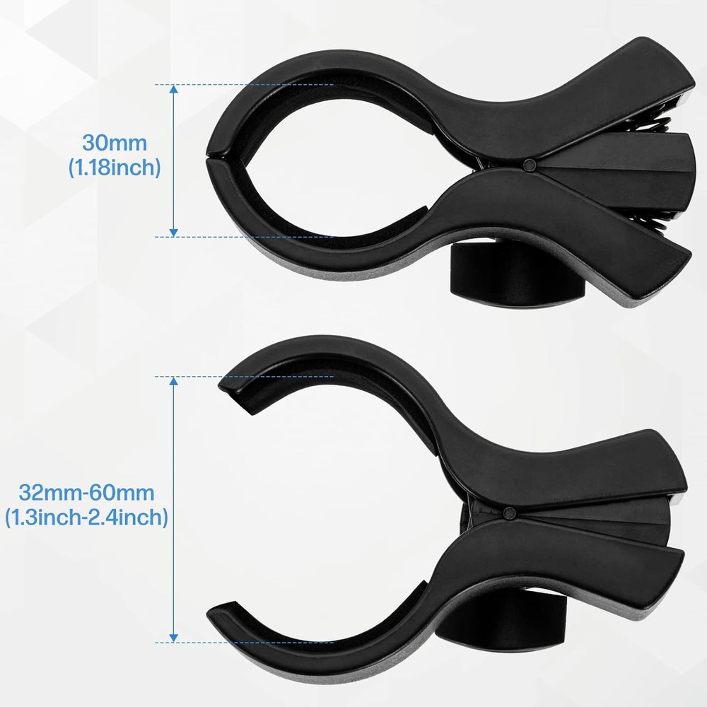 BILIONE 1pcs Large Microphone Clip, Adjustable Mic Holder for 1 Pack, black