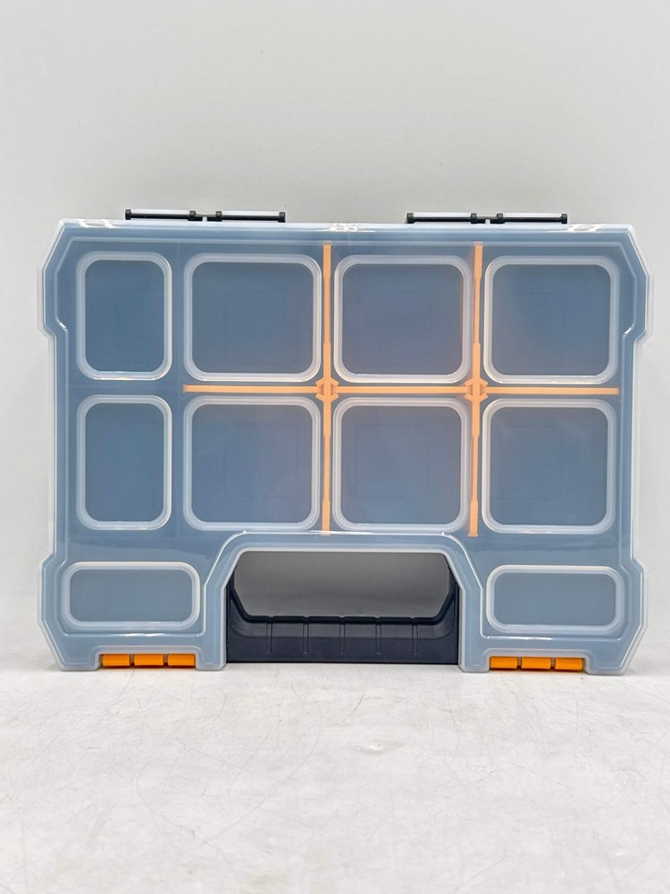 Small Parts Organizer & Tool Box with 10 Compartments, Stackable Storage (72117)