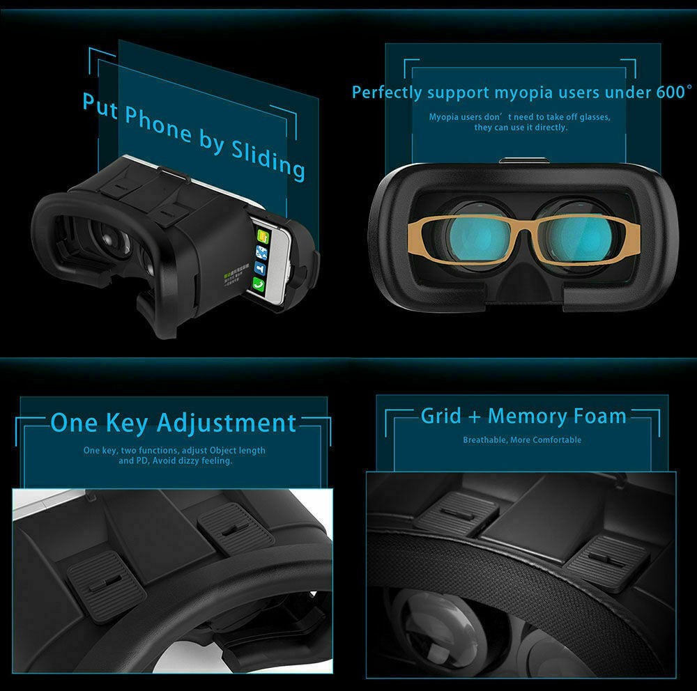 VR Box 3D Virtual Reality Glasses for Smart Phone with Remote Controller hx