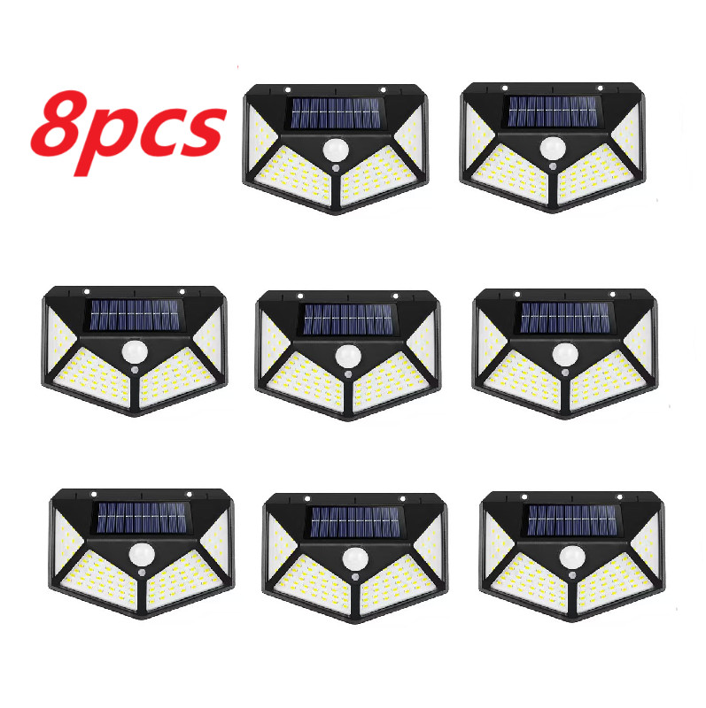 8X Solar Power 100 LED Light  Motion Sensor Outdoor Security Lamp Wall Garden