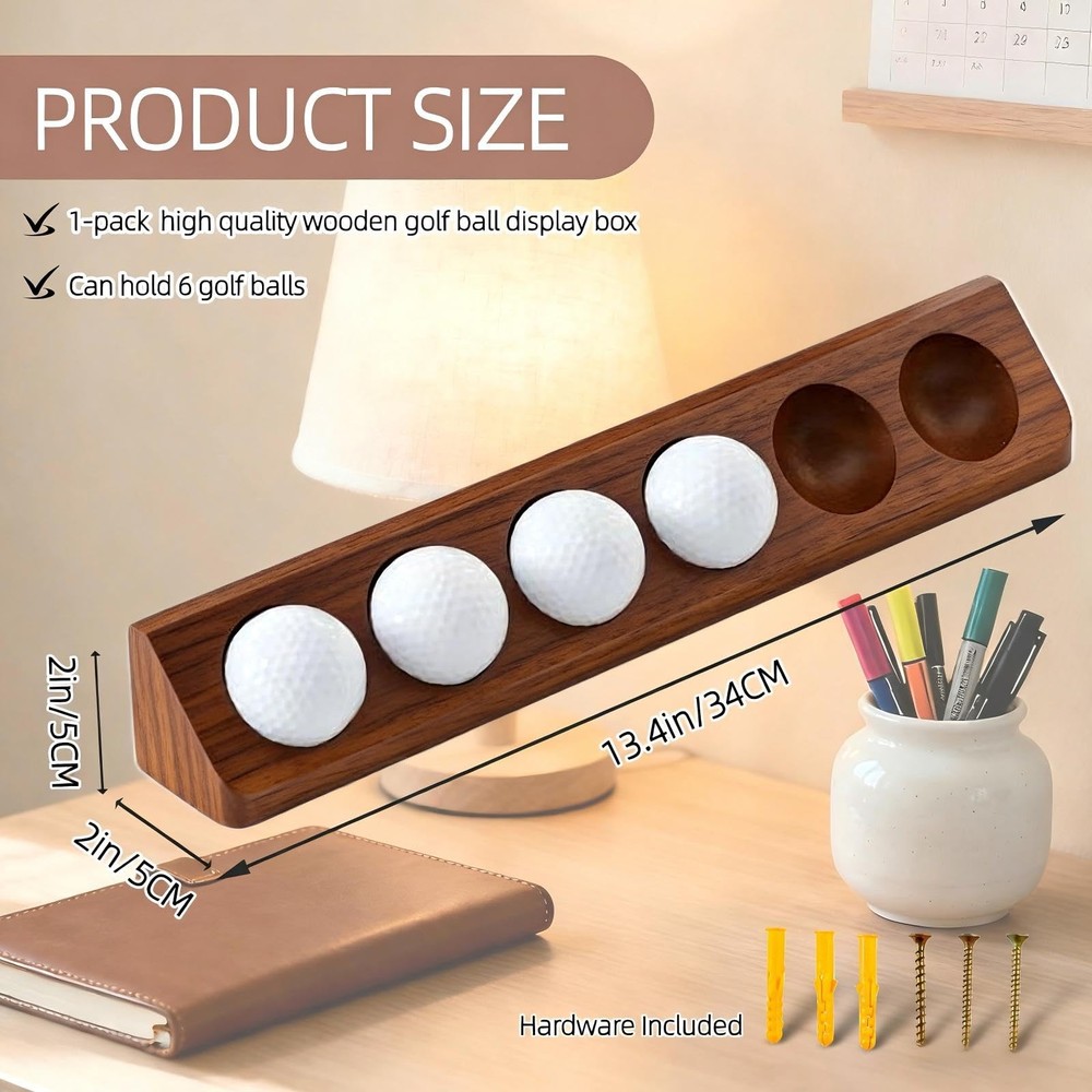 2-Pack Wooden Golf Display Case & Holder - Wall Mount/Tabletop Versatile Inst...