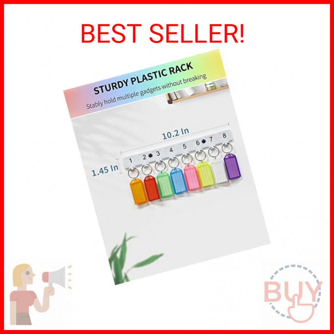 Uniclife Key Tag Rack Hook Style Plastic Wall Mounted Key Holder Organizer with