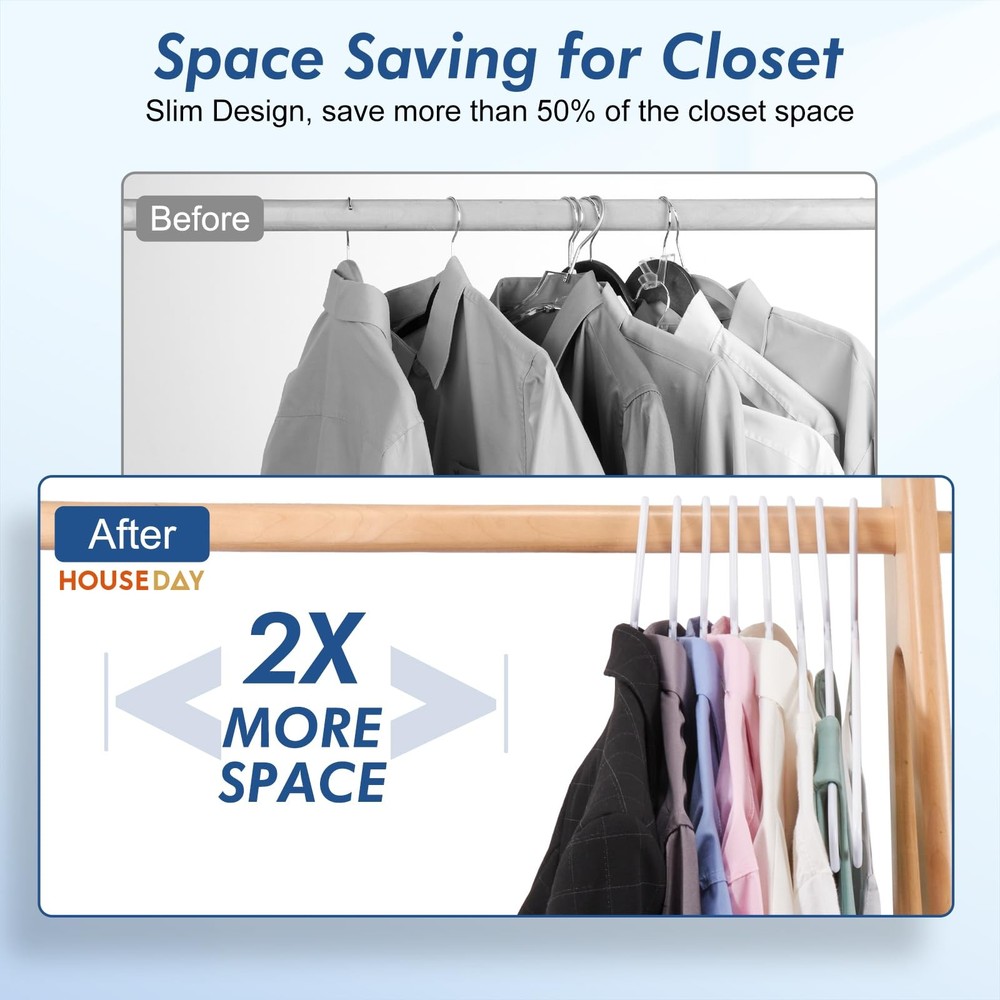 10 Pack White Premium Plastic Hangers Heavy Duty Space Saving Dorm Essential