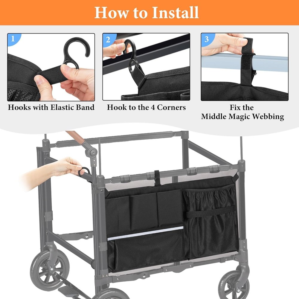Stroller Wagon Cargo Net - Compatible with Wonderfold & Keenz Models, Black