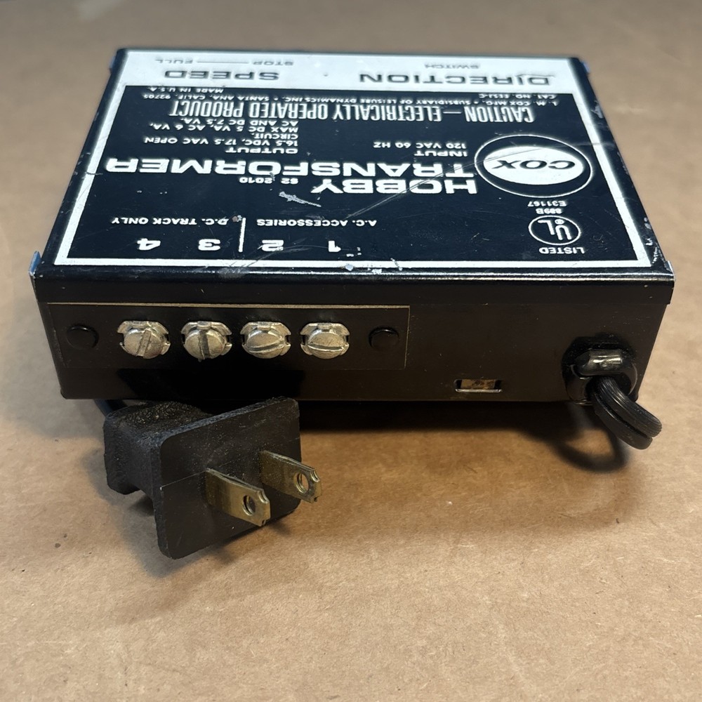 Ho Model Train Cox Hobby Transformer #62 2010 Input 120V Ac 60Hz