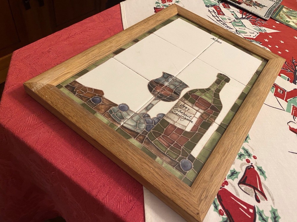 The Empty Nest, Colo. 6 Wine Related Tiles For Notes In Oak Frame