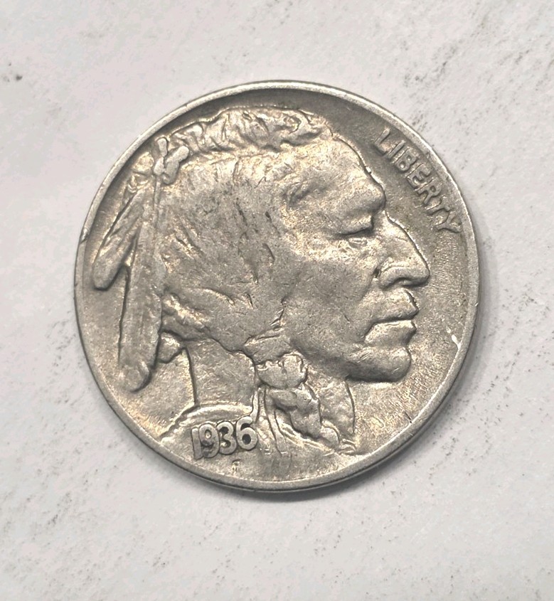 1936 Buffalo Nickel Double Die Obverse