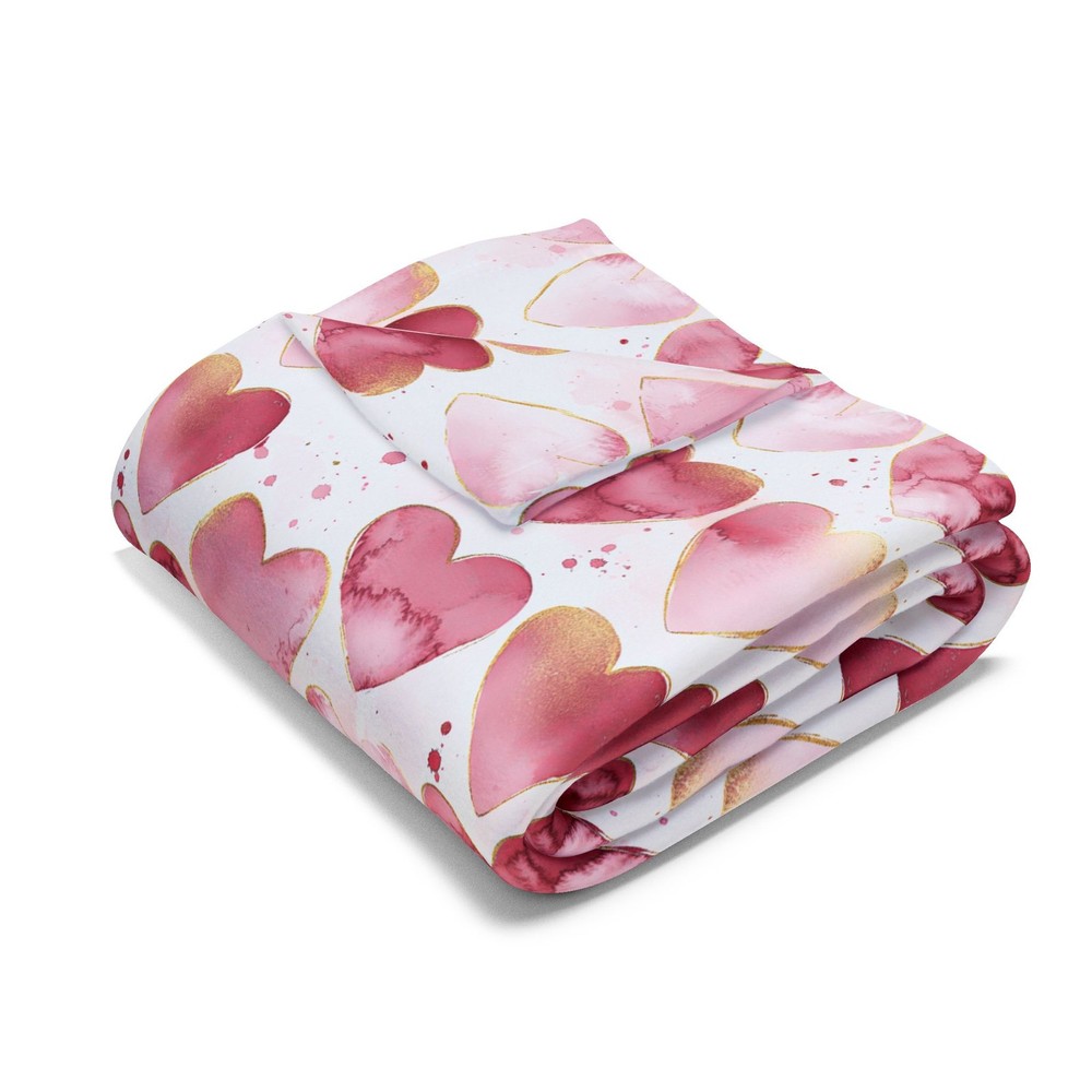 Pink Hearts Arctic Fleece Blanket - Valentine Pattern