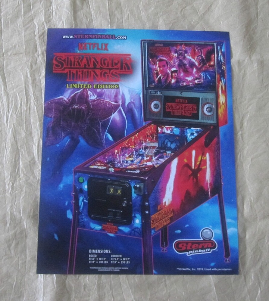 2019 STERN STRANGER THINGS LIMITED EDITION PINBALL FLYER