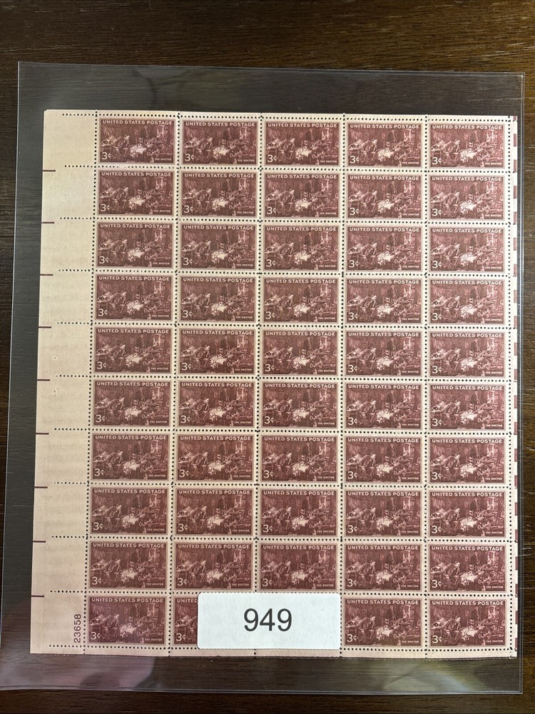 949 US Mint Sheet, 3 cent Honoring Doctors, Mint NH