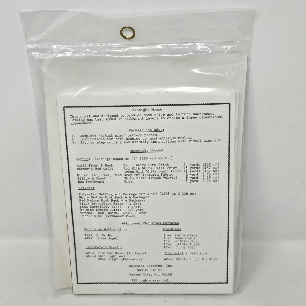 Christmas AP-3 Aunt Martha's machine zigzag applique Pattern Midnight Mouse