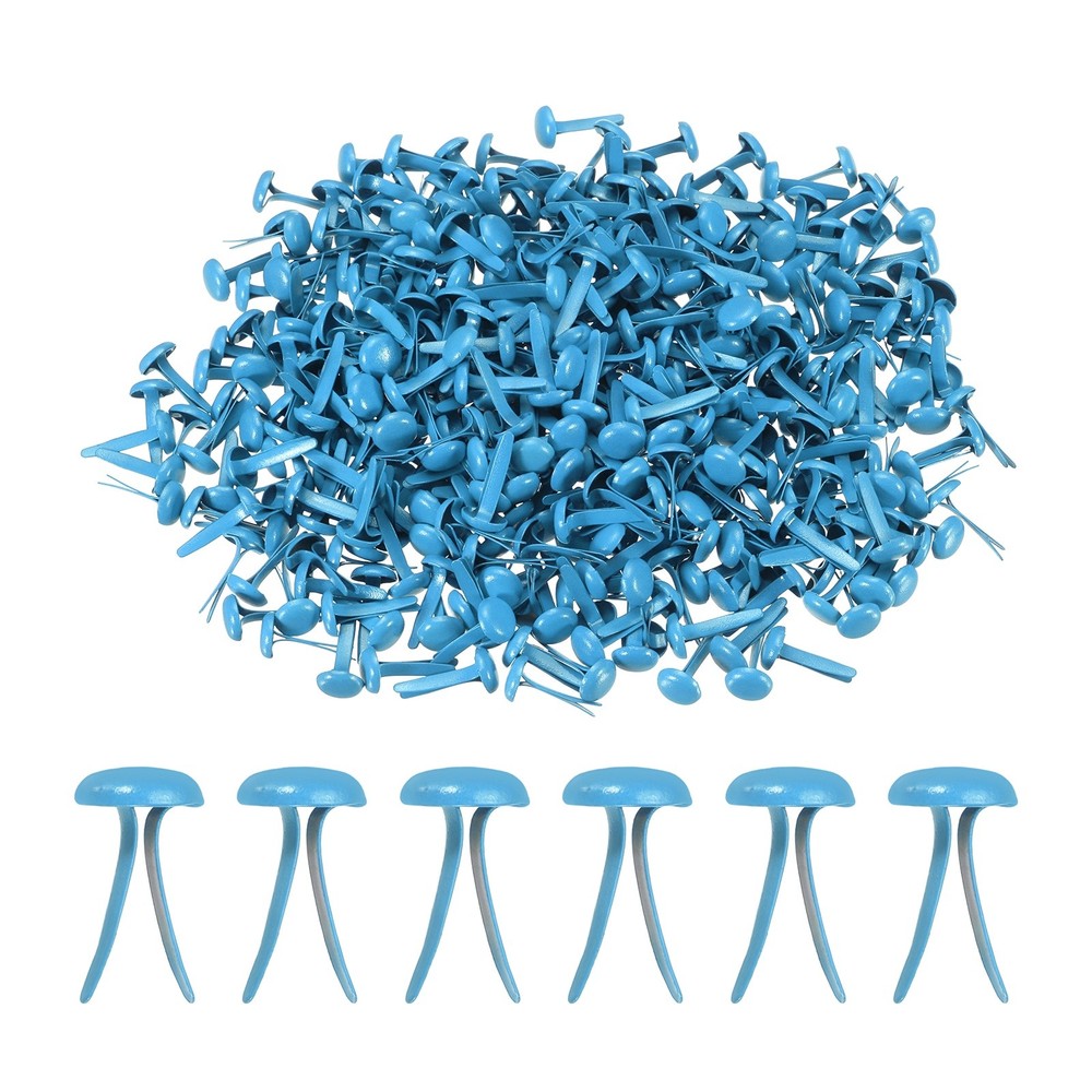 1000 PCS Paper Brass Fasteners Split Pins, Light Blue, 8 x 15 mm