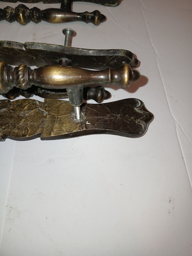 X9 Vintage Cabinet Drawer Handle Pulls Ornate Bar 6” dark brass W/ Hardware