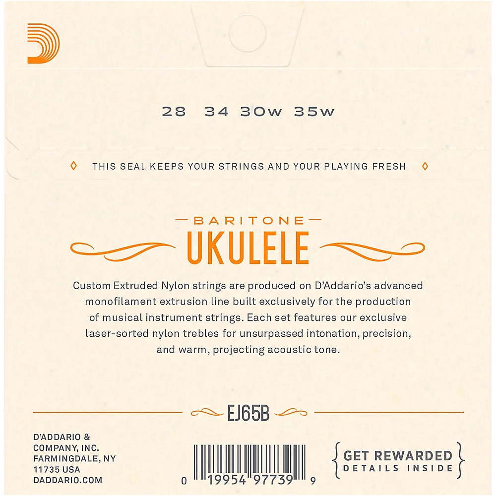 D'Addario EJ65B Pro-Arte Custom Extruded Baritone Nylon Ukulele Strings