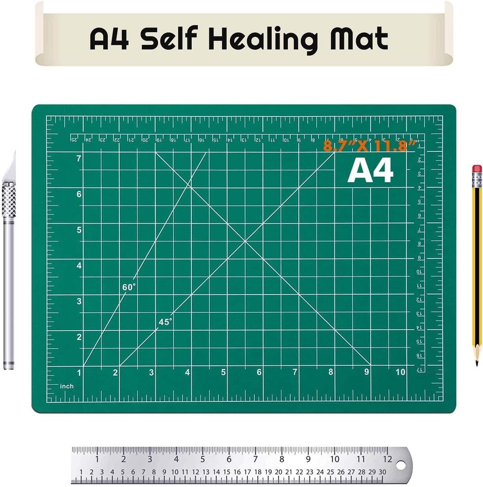 Double-Sided 12x9 Inch Self-Healing Cutting Mat for Sewing and Creative Projects