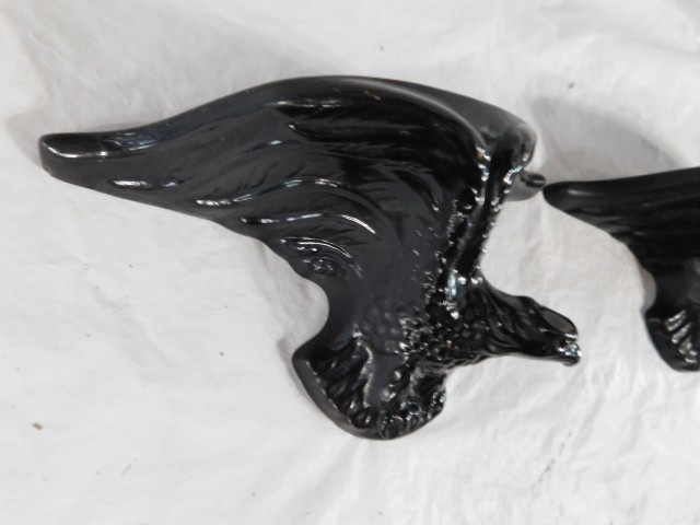 vintage Mid Century Modern ceramic American eagle wall shelfs black decorative
