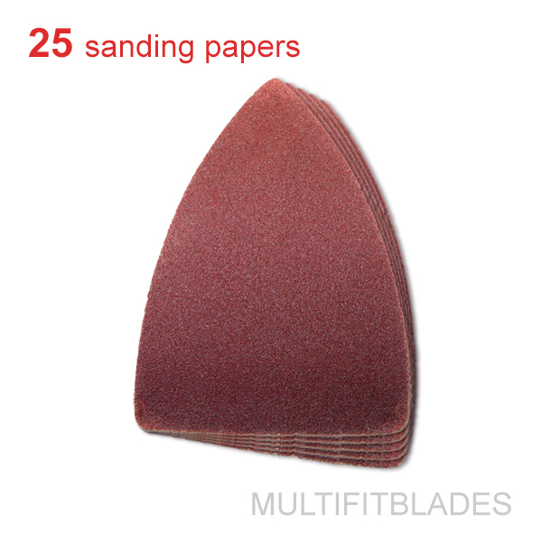 25 Pack: 240 Grit Multi-Tool Finger Size Sanding Sheets - Fein, Bosch, Dremel +