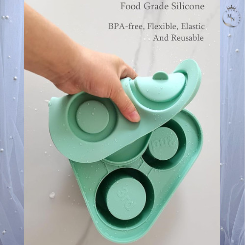 Reusable Silicone Ice Cube Mold with Lid Easy Release Freezer Maker Tray