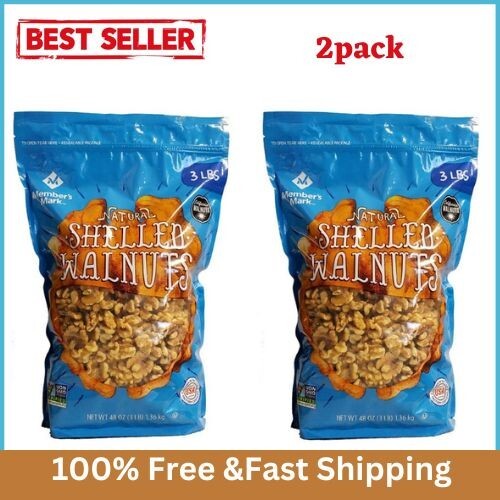 2pk Member's Mark Natural Shelled Walnuts 3 lbs, Each Pack