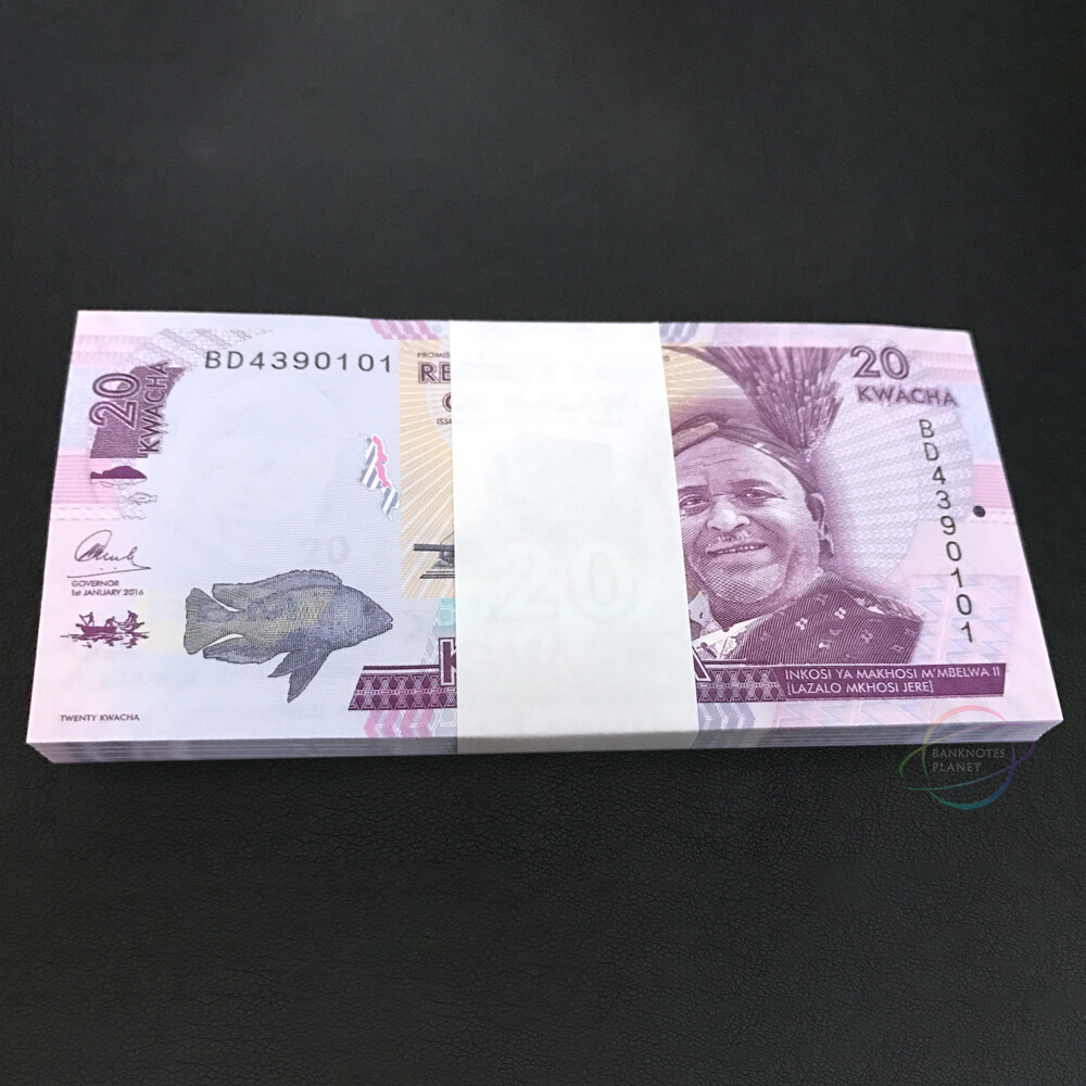MALAWI 20 Kwacha X 50 PCS 2016 P-63 Half Bundle UNC Uncirculated