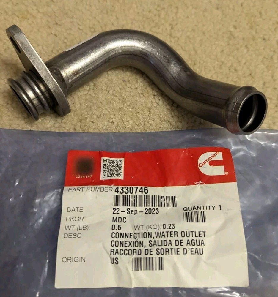 Cummins 4330746 Connection Water Tube