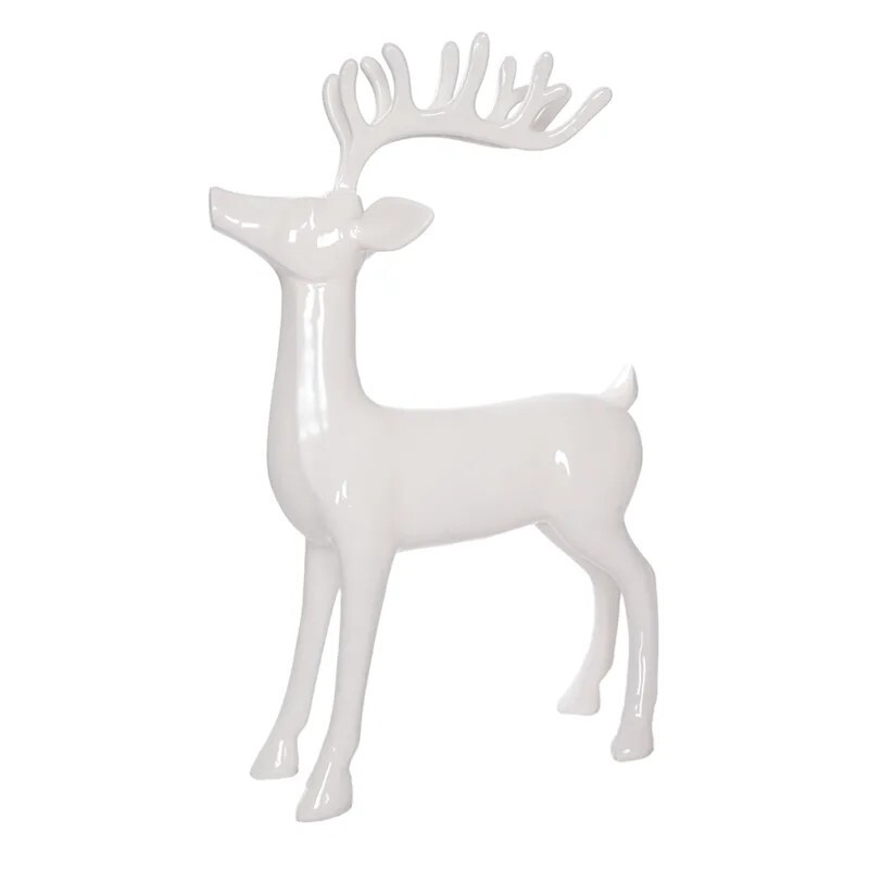 Crosby St. White Cream Standing Reindeer, 30"