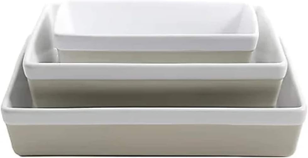 Charming 3-Piece Stoneware Casserole Set – Smooth Glazed Interior, Stackable