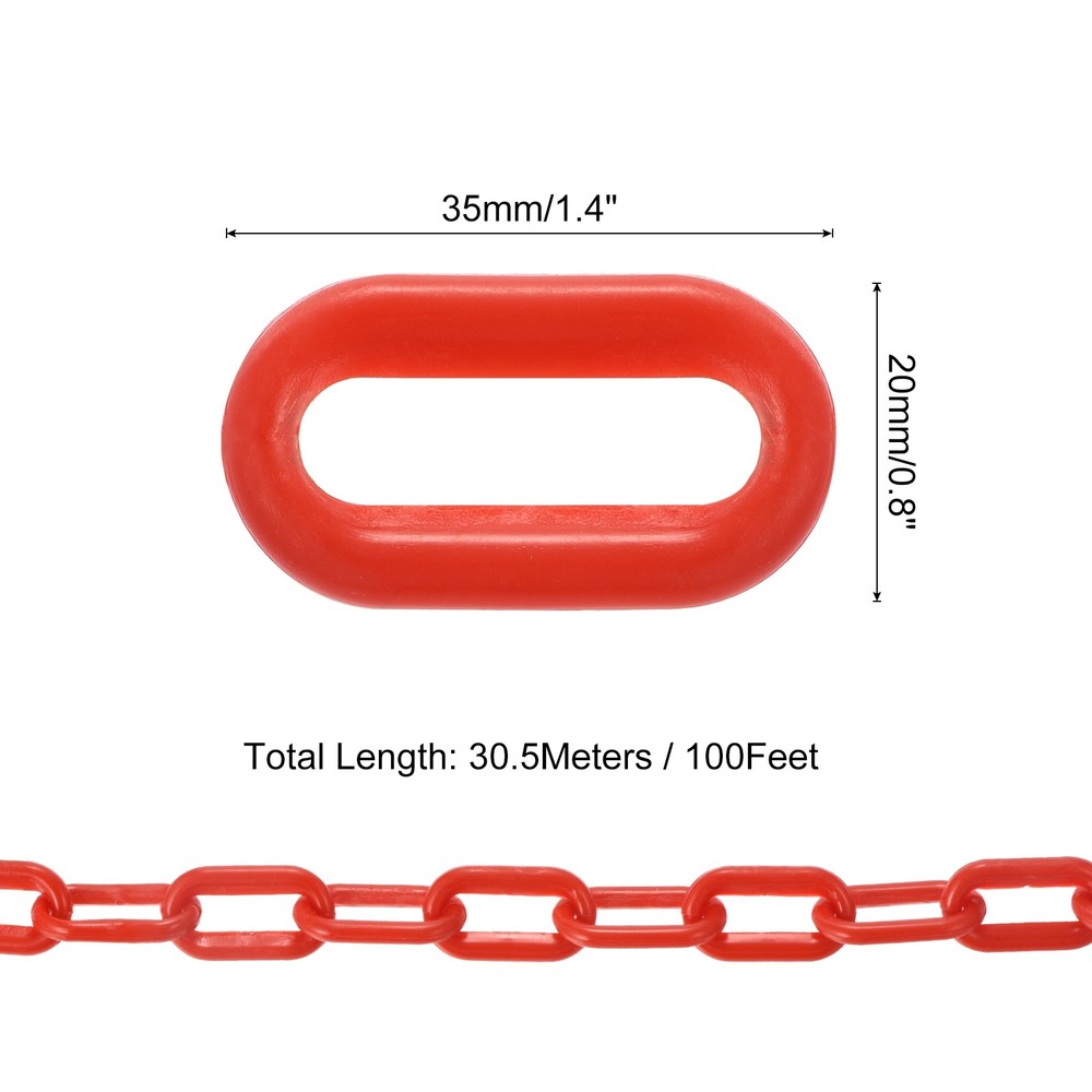 100ft Plastic Barrier Chain Safety Barrier Chain Plastic Chain, Red