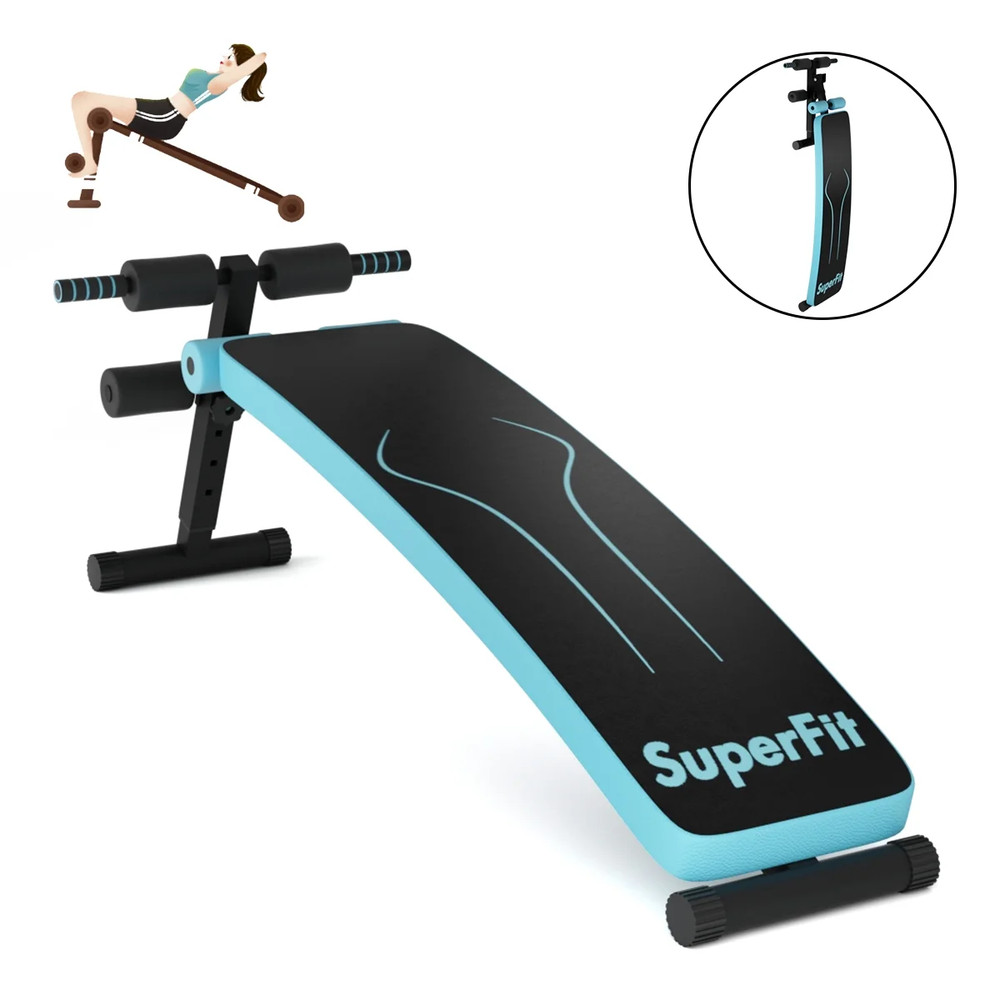 Folding Weight Bench Adjustable Sit-Up Board Workout Slant Bench Blue