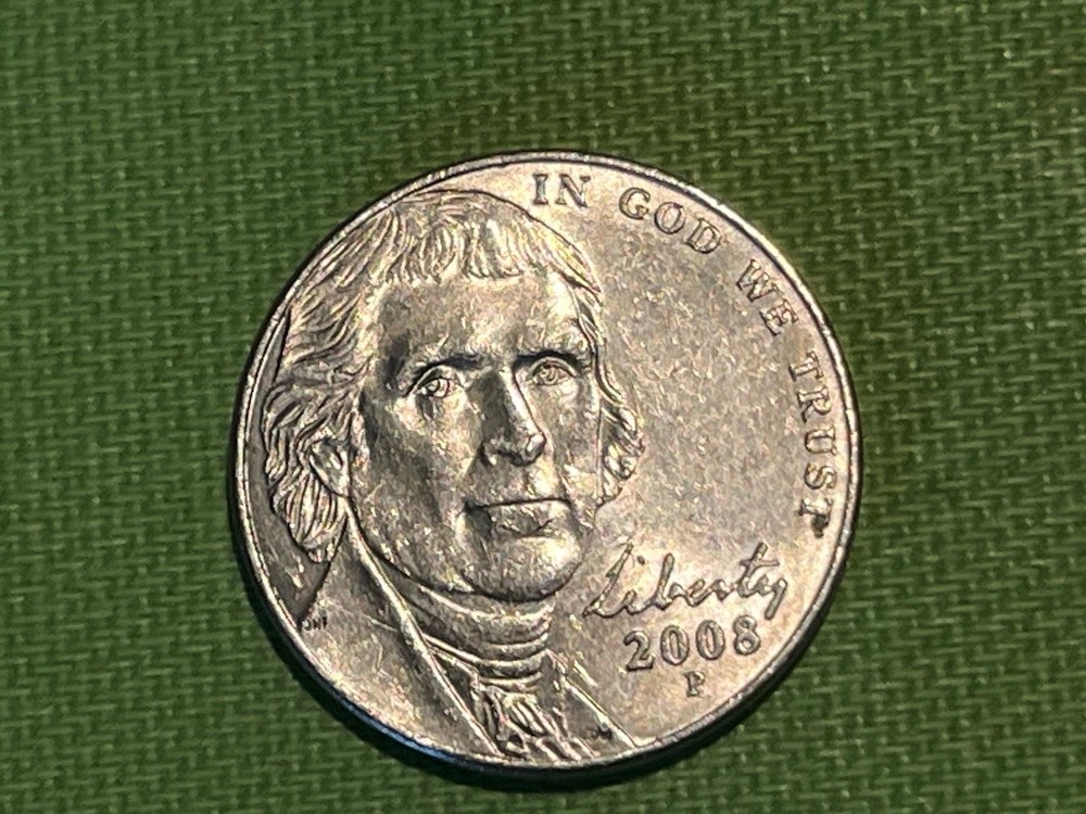 2008 P Jefferson Nickel -"Bee Hive" Die Chip Reverse