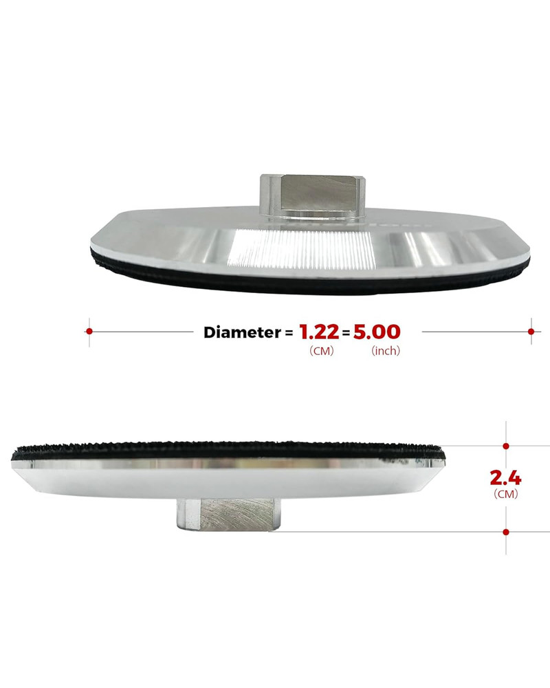 Aluminum Backer Pad, 5 Inch Hook and Loop Backing Pad, 5/8”-11 Threaded