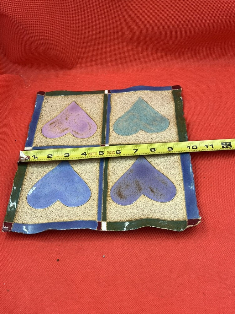 Vintage Four Hearts Pottery Ceramic Artwork Wall Hanging