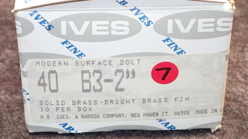 Ives By Schlage 40B3, 2" Modern Surface Bolt, Solid Brass, Polished Brass (G12)