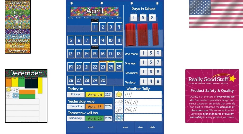 Educational Classroom Poster - Daily Calendar Display New