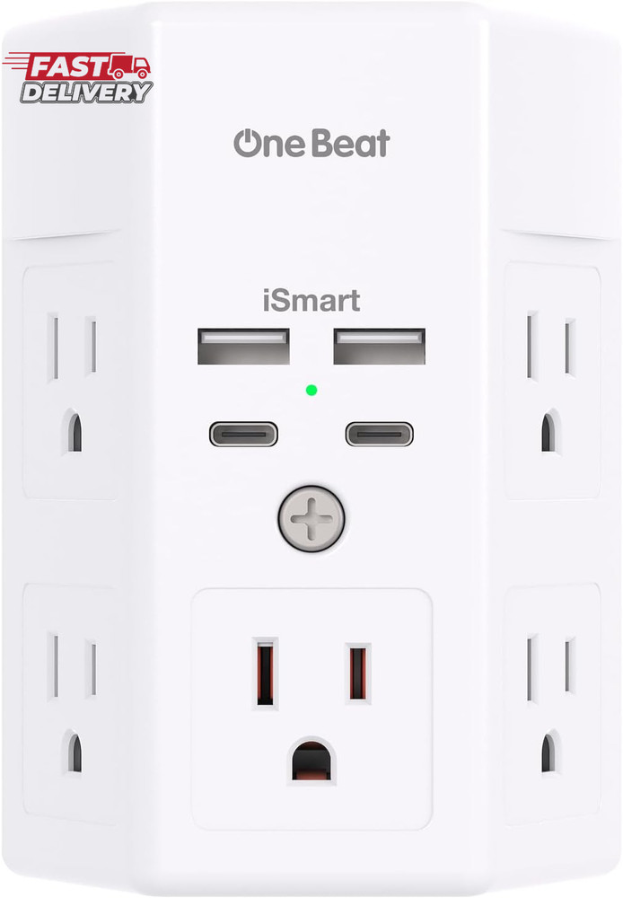 Multi Plug Outlet, Surge Protector, 5 Outlet Extender with 4 USB Charging Ports