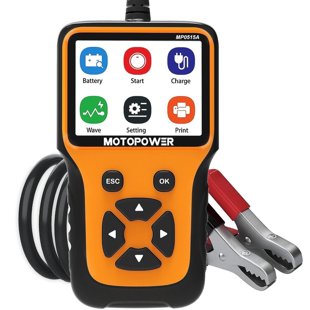 12V Automotive Battery Tester - 100-2000 CCA with LCD Screen & Language Support