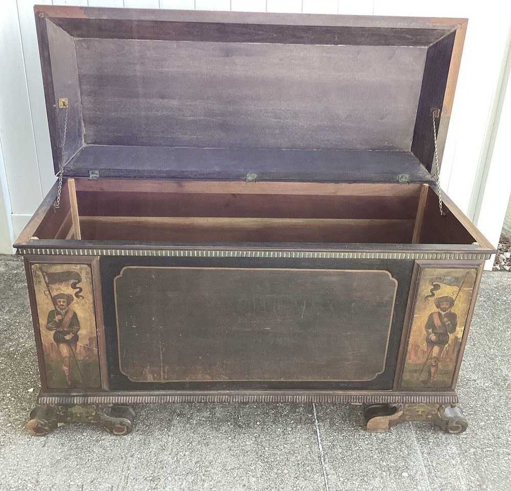 Antique Hand painted Cedar Blanket Chest